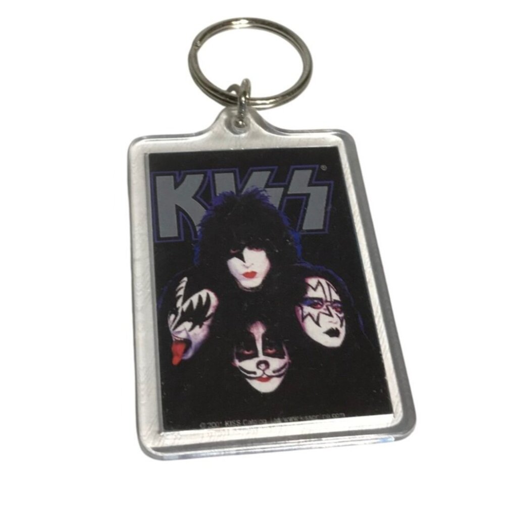 KISS Band Keychain with Mirror on Reverse Kiss Catalogue 2.25" Rectangular 2001